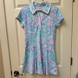 lily Pulitzer Floral Polo Dress in Pastel Aqua & Pink
